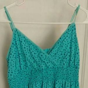 Juniors strappy dress 100% cotton blue polkadots